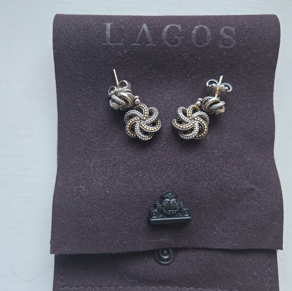 Lagos Silver and Gold Knot Earrings
